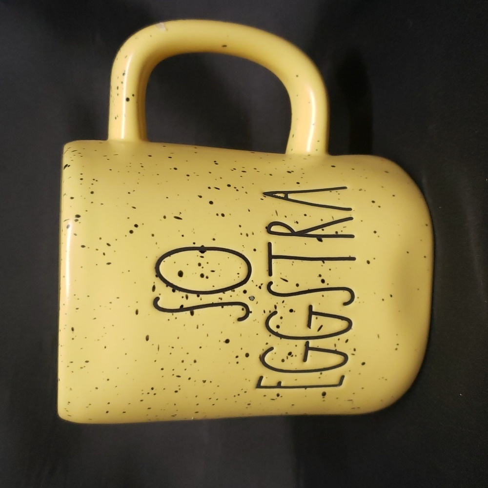 Rae Dunn "SO EGGSTRA" Yellow With Speckles Ceramic Mug